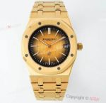 IPF Clone Audemars Piguet Royal Oak 39 Smoked Yellow Dial Gold Case Watch